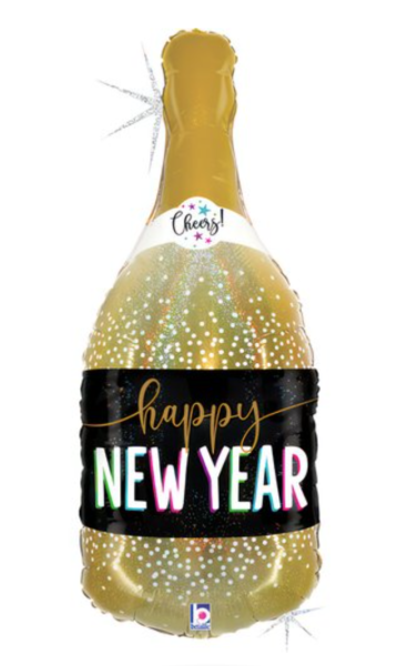 XXL Folienballon Figur - Happy New Year, Sektflasche - 91cm